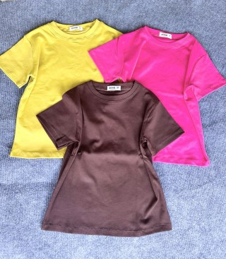 Áo Thun trơn basic chất borip size S,M,L,XL from nữ thường DOGA 5 màu trẻ trung không xù lông siêu sang màu hồng